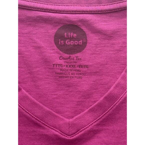 Life is Good Purple V neck Long Sleeve Crusher Tee Unconditional Dog XXXL 3XL - Picture 4 of 8